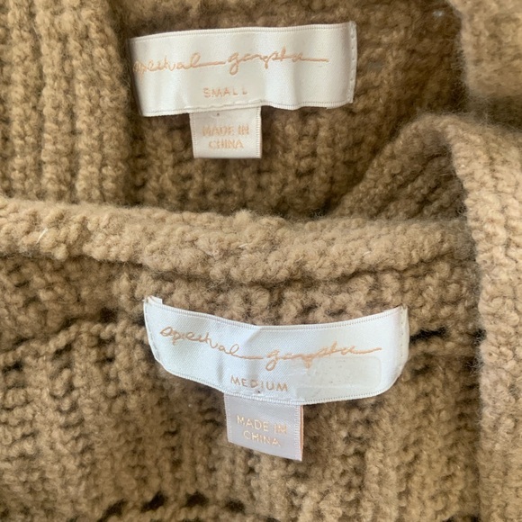 Spiritual Gangster Cassey Wool Blend Open Stitch Cardigan Tan Carmel Womens  NWT - Picture 9 of 16